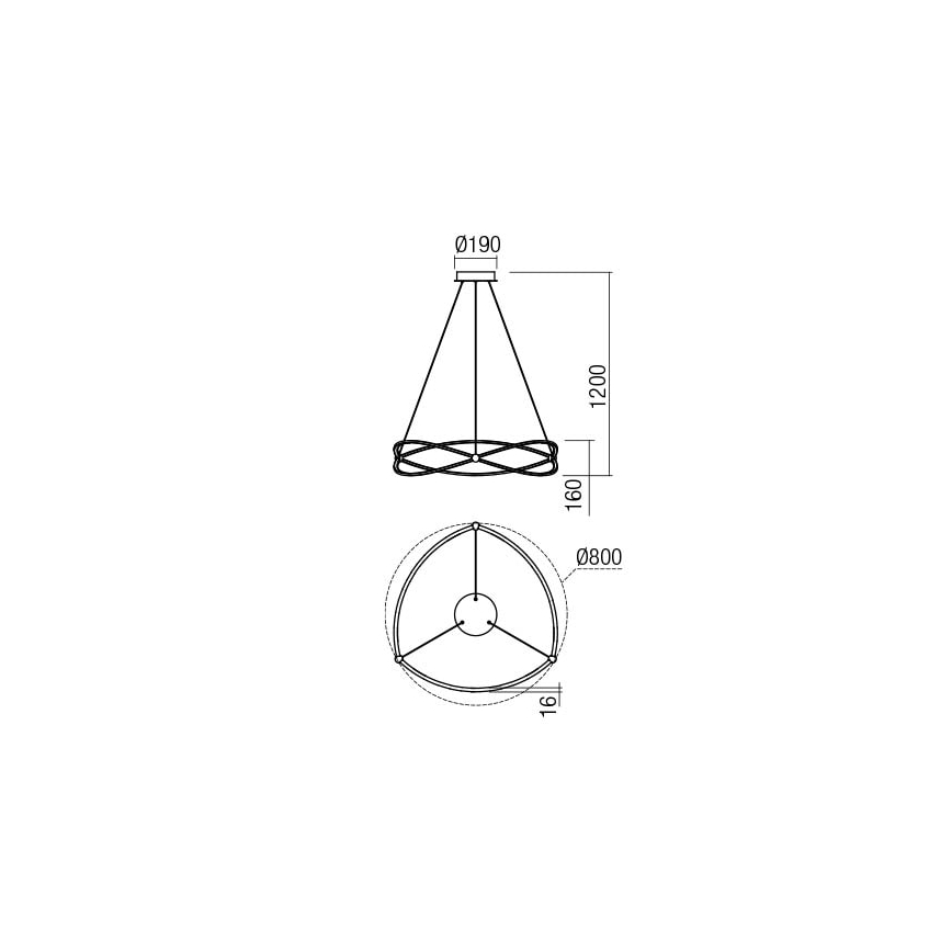 Redo 01-2251 - LED Zatemnitveni lestenec na vrvici QUARK LED/43W/230V 3000K pr. 60 cm mat krom
