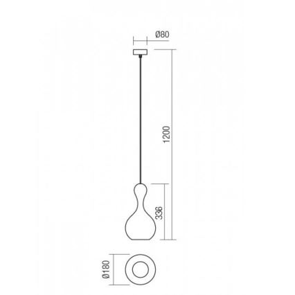 Redo 01-2256 - Lestenec na vrvici LOB 1xE27/42W/230V pr. 18 cm siva