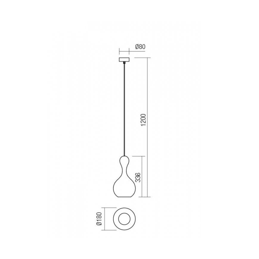 Redo 01-2257 - Lestenec na vrvici LOB 1xE27/42W/230V pr. 18 cm baker