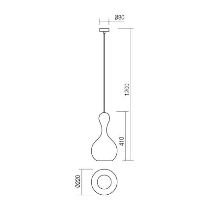 Redo 01-2258 - Lestenec na vrvici LOB 1xE27/42W/230V pr. 22 cm bež