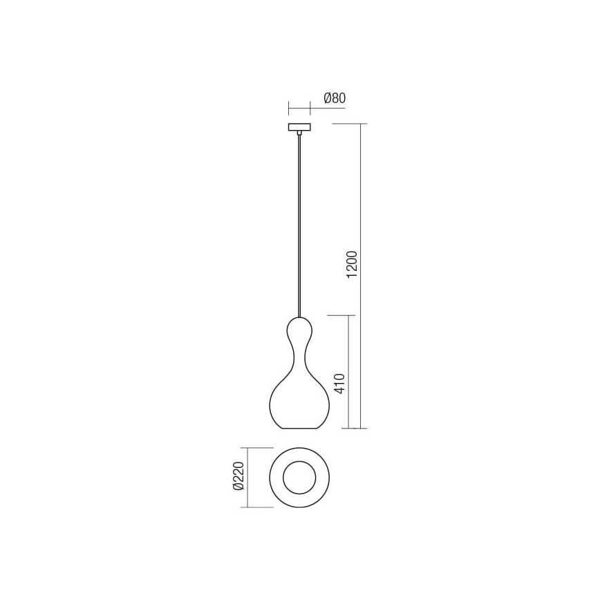 Redo 01-2260 - Lestenec na vrvici LOB 1xE27/42W/230V pr. 22 cm baker