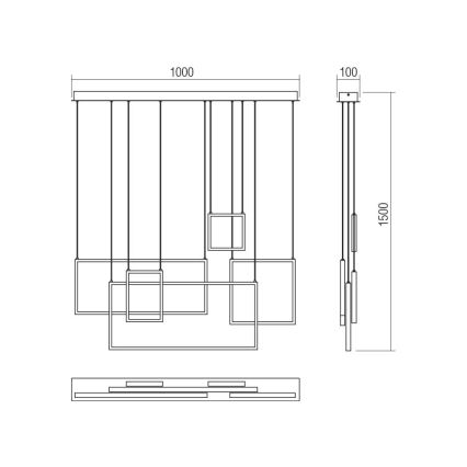 Redo 01-2318 - LED Zatemnitveni lestenec na vrvici PLANA LED/80W/230V črna