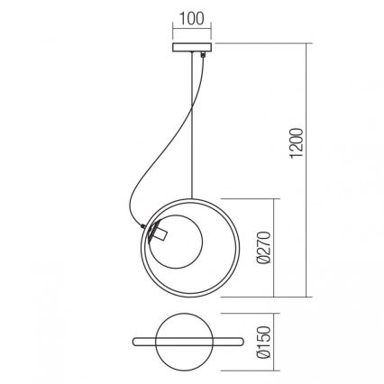 Redo 01-2319 - Lestenec na vrvici KLEIDI 1xE14/28W/230V pr. 27 cm rjava