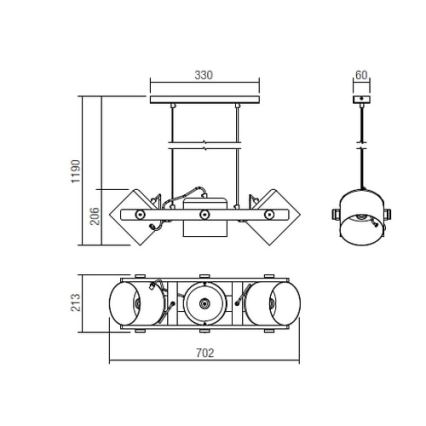 Redo 01-2403 - Lestenec na vrvici POOH 3xE27/42W/230V bukev