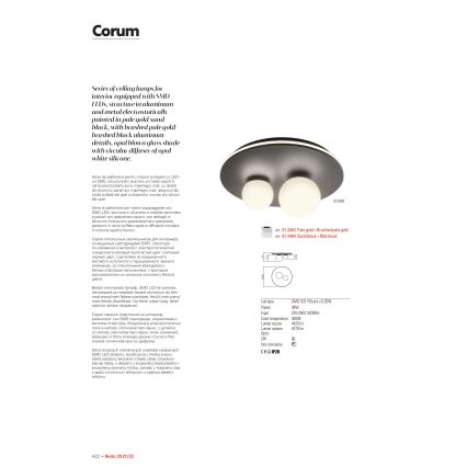 Redo 01-2466 - LED stropna svetilka CORUM LED/48W/230V 3000K CRI 90 črna