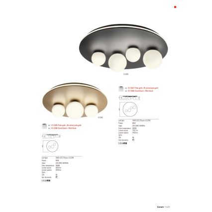 Redo 01-2466 - LED stropna svetilka CORUM LED/48W/230V 3000K CRI 90 črna
