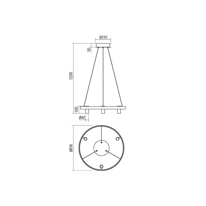 Redo 01-2490 - LED Lestenec na vrvici SUMMIT LED/38W/230V CRI 90 pr. 61,6 cm zlata
