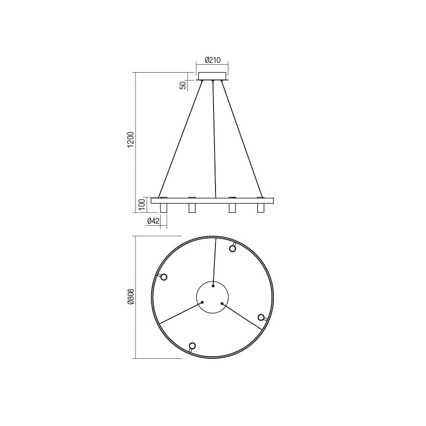 Redo 01-2492 - LED Lestenec na vrvici SUMMIT LED/53,5W/230V CRI 90 pr. 80,8 cm zlata