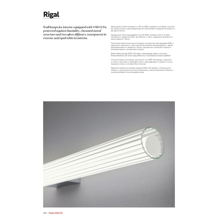 Redo 01-2593 - LED osvetlitev kopalniškega ogledala RIGAL LED/18W/230V 4000K 91 cm CRI 90 IP44 sijajni krom/bela