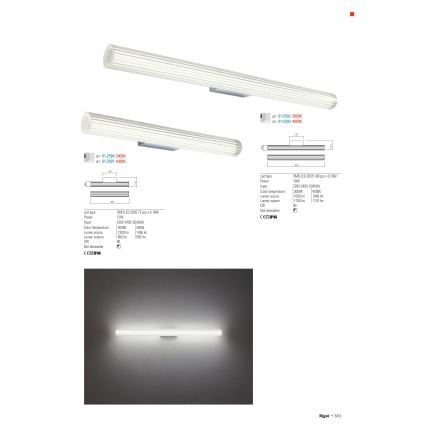 Redo 01-2593 - LED osvetlitev kopalniškega ogledala RIGAL LED/18W/230V 4000K 91 cm CRI 90 IP44 sijajni krom/bela