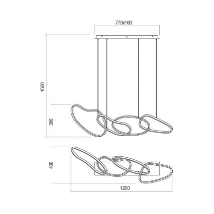 Redo 01-2594 - LED Zatemnitveni lestenec na vrvici BIAS LED/87,4W/230V CRI 90 3000K bela