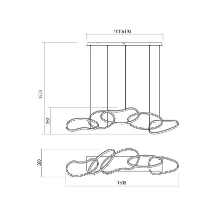 Redo 01-2599 - LED Zatemnitveni lestenec na vrvici BIAS LED/108,6W/230V CRI 90 3000K črna