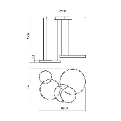 Redo 01-2605 - zatemljiv viseči LED lestenec na kablu SIGUA LED/99W/230V CRI 90, bel