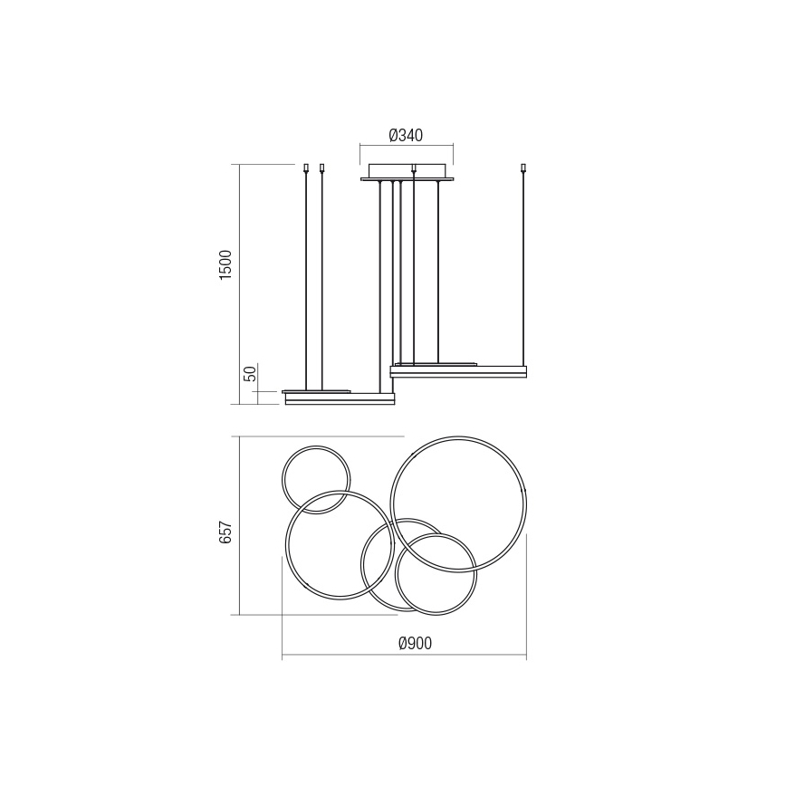 Redo 01-2605 - zatemljiv viseči LED lestenec na kablu SIGUA LED/99W/230V CRI 90, bel