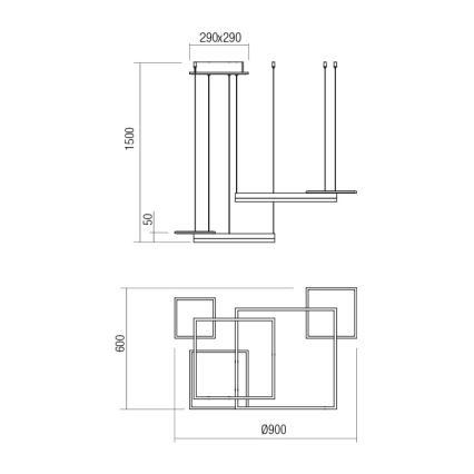 Redo 01-2611 - SIGUA viseči LED lestenec na kablu s funkcijo zatemnitve, 110 W, 230 V, CRI 90, bela