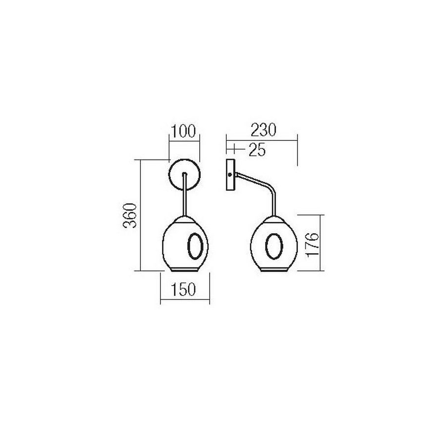 Redo 01-2617 - Stenska svetilka PIERCE 1xE27/42W/230V zlata/dimna