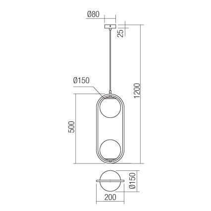 Redo 01-2626 - Lestenec na vrvici NIVA 2xE14/28W/230V