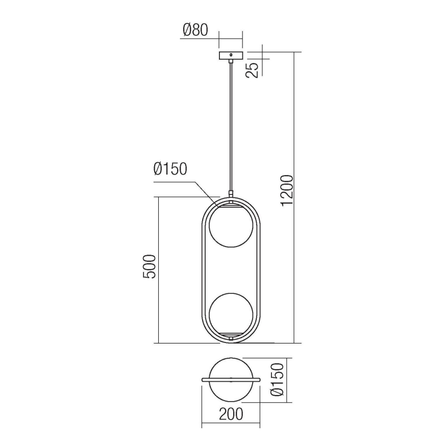 Redo 01-2626 - Lestenec na vrvici NIVA 2xE14/28W/230V
