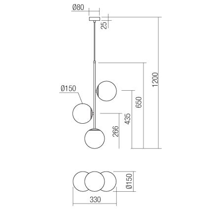 Redo 01-2627 - Lestenec na vrvici NIVA 3xE14/28W/230V