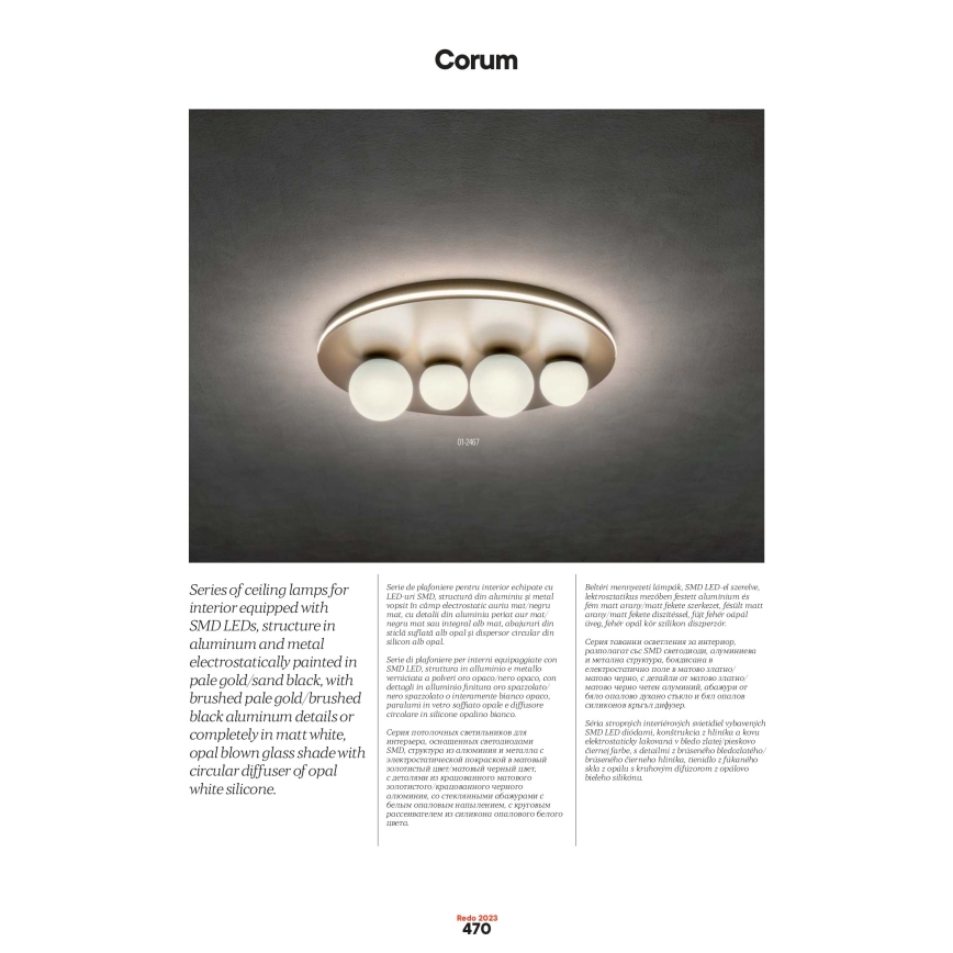 Redo 01-2657 - LED stropna svetilka CORUM LED/48W/230V 3000K CRI 90 bela