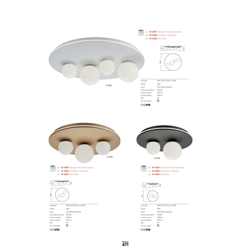 Redo 01-2657 - LED stropna svetilka CORUM LED/48W/230V 3000K CRI 90 bela