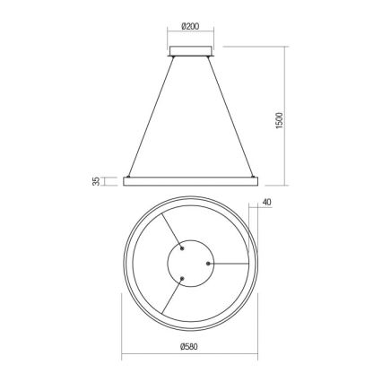 Redo 01-2674- LED Zatemnitveni lestenec na vrvici ICONIC LED/50W/230V pr. 58 cm črna