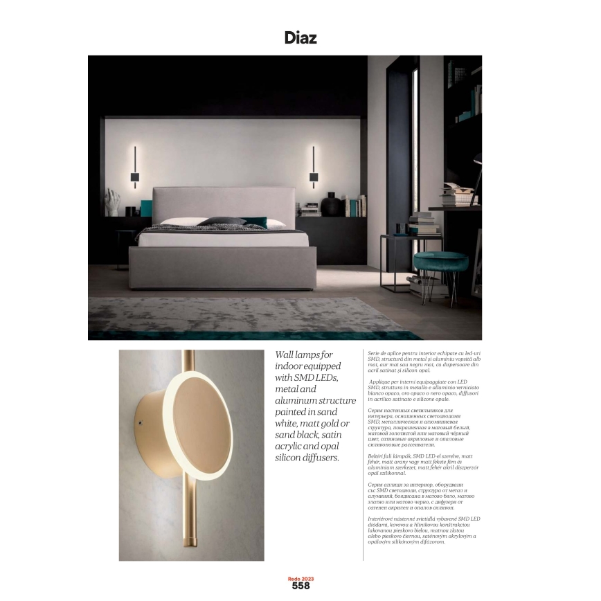 Redo 01-2696 - LED stensko svetilo DIAZ LED/20W/230V CRI 90 bela
