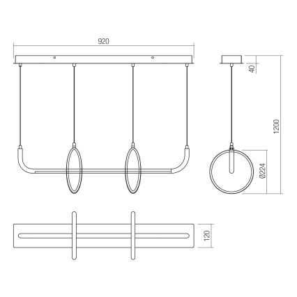 Redo 01-2705 - LED lestenec na kablu OLIMP LED/40W/230V 3000/4000/6500K črna