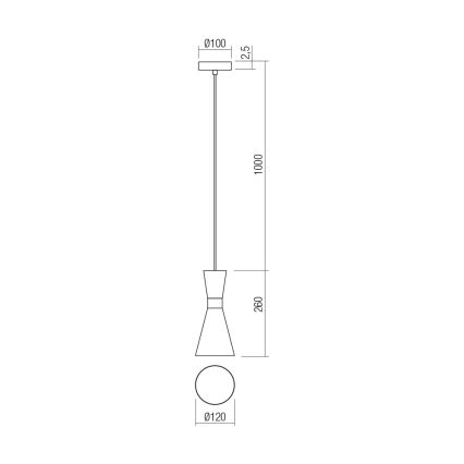 Redo 01-2710 - Lestenec na vrvici KILT 1xE27/42W/230V pr. 12 cm zlata