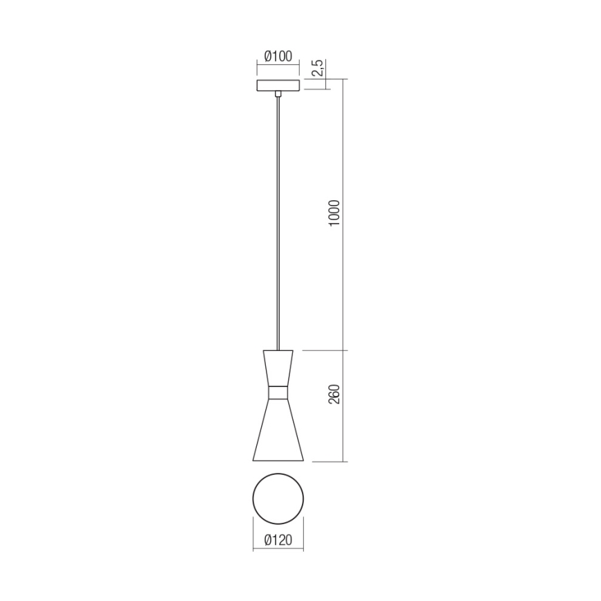 Redo 01-2710 - Lestenec na vrvici KILT 1xE27/42W/230V pr. 12 cm zlata