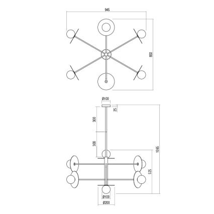 Redo 01-2733 - Lestenec na drogu PLATO 6xG9/10W/230V zlata