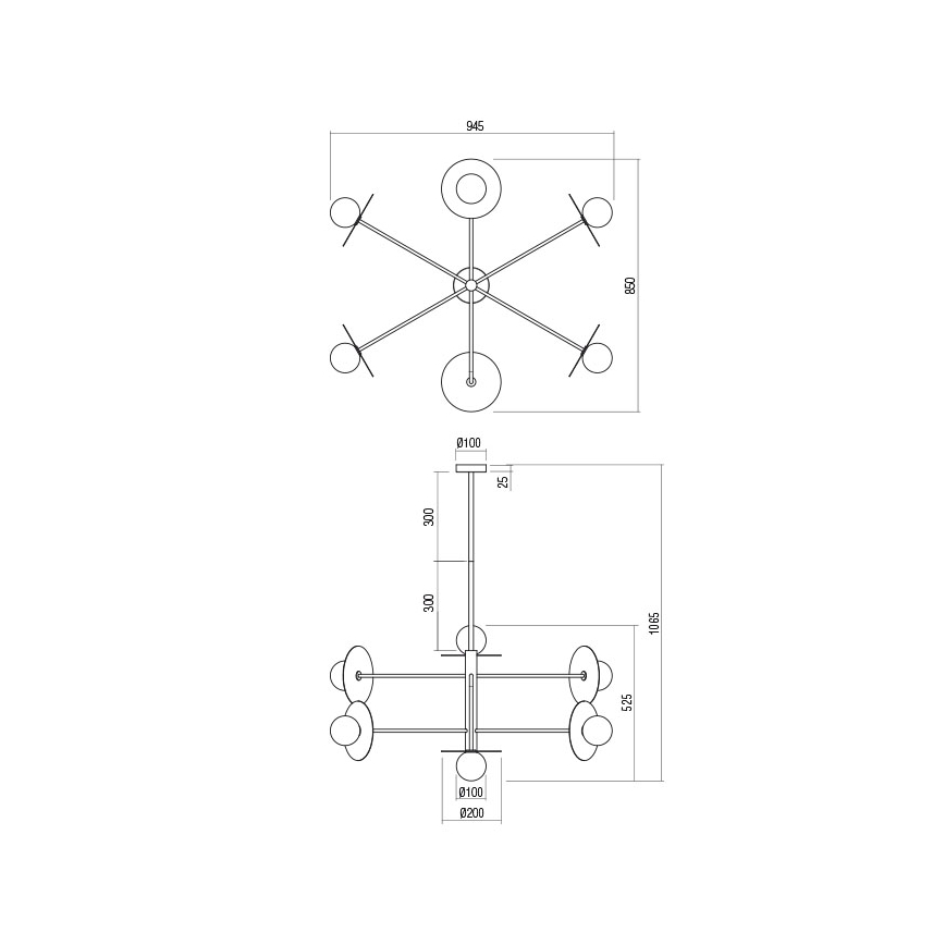 Redo 01-2733 - Lestenec na drogu PLATO 6xG9/10W/230V zlata