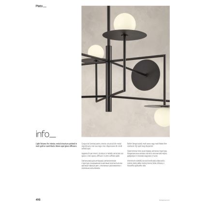 Redo 01-2735 - Lestenec na palici PLATO 8xG9/10W/230V v zlati barvi