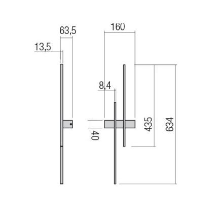 Redo 01-2745 - LED stenska svetilka TANGENT LED/13W/230V CRI 90 črna