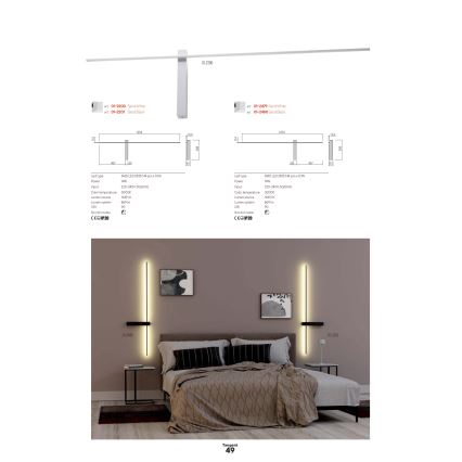 Redo 01-2746 - LED stensko svetilo TANGENT LED/13W/230V 3000K 63,4 cm CRI 90 bela