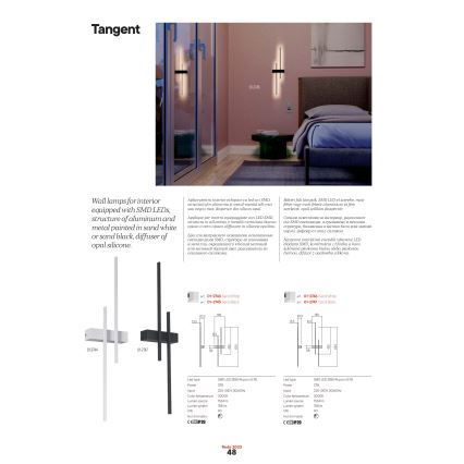 Redo 01-2747 - LED stensko svetilo TANGENT LED/13W/230V 3000K 63,4 cm CRI 90 črna