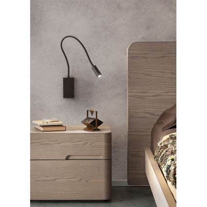 Redo 01-2755 - LED Fleksibilna mala svetilka WALLIE LED/3W/230V USB CRI 90 črna