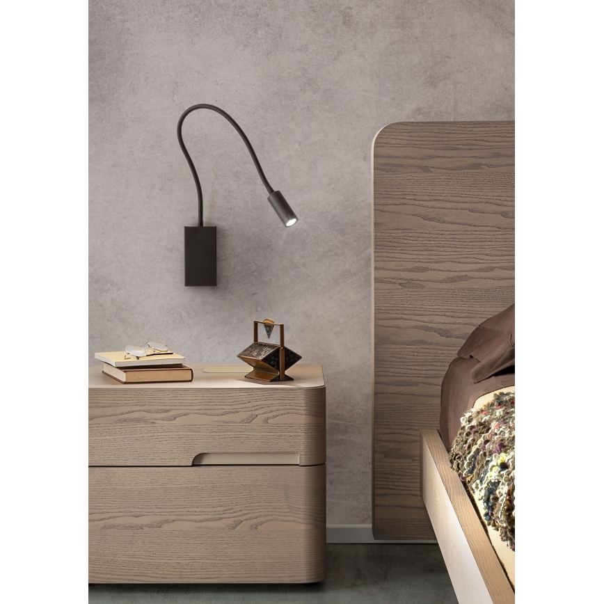 Redo 01-2755 - LED Fleksibilna mala svetilka WALLIE LED/3W/230V USB CRI 90 črna