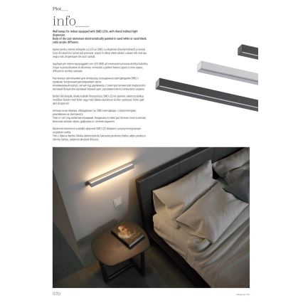 Redo 01-2766 - LED stensko svetilo PLOT LED/35W/230V 120 cm bela