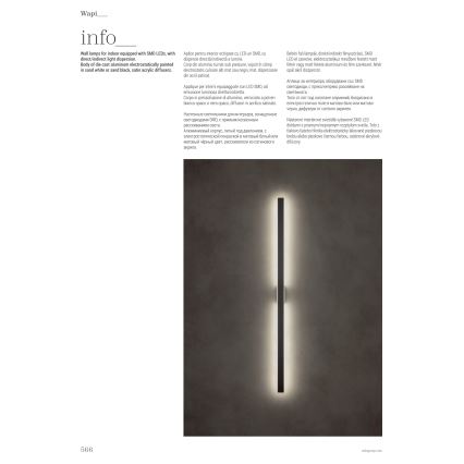 Redo 01-2769 - LED Stenska svetilka WAPI LED/23W/230V 90,5 cm črna