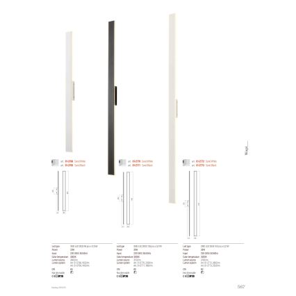 Redo 01-2769 - LED Stenska svetilka WAPI LED/23W/230V 90,5 cm črna