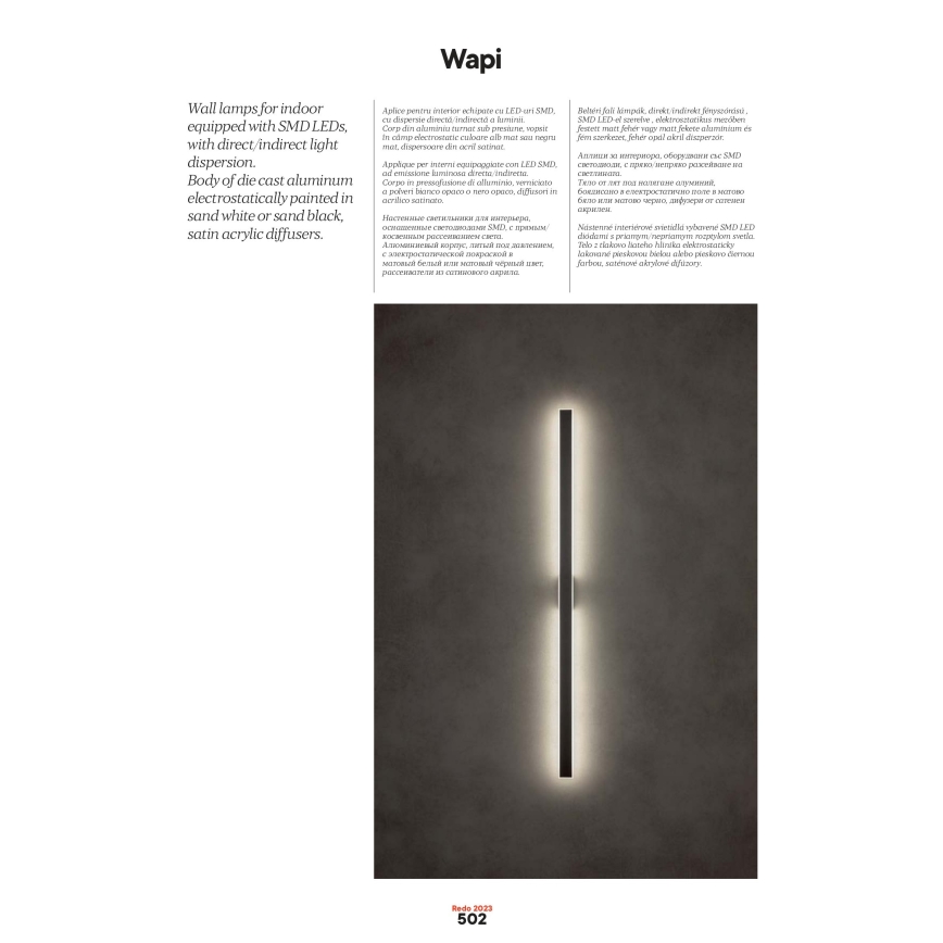 Redo 01-2770 - LED stensko svetilo WAPI LED/30W/230V 119 cm belo
