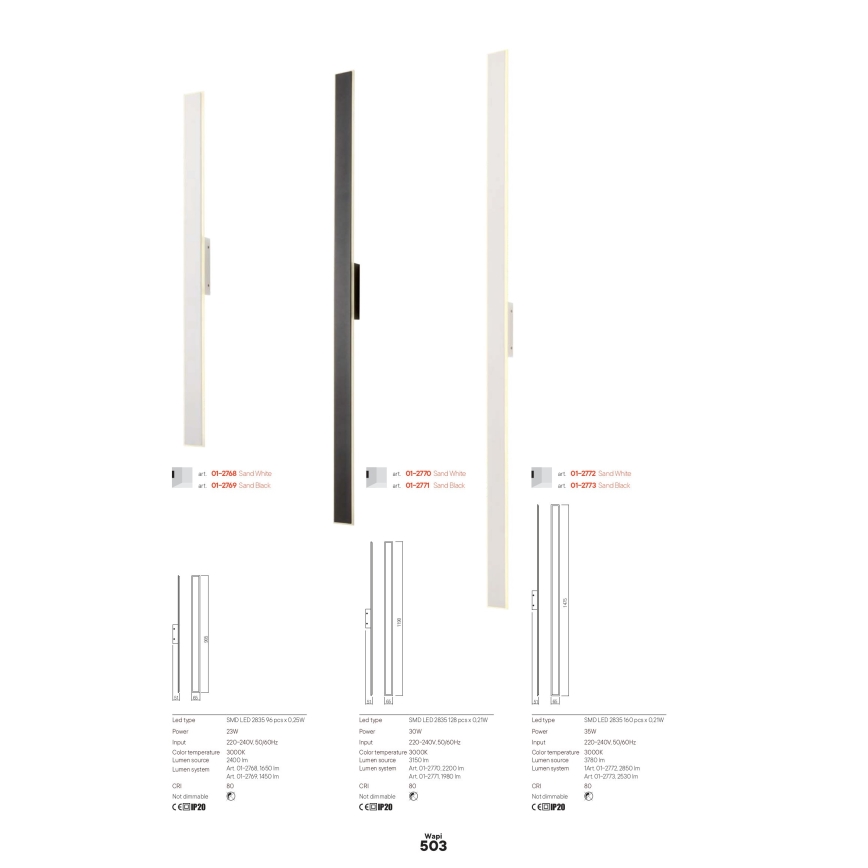 Redo 01-2770 - LED stensko svetilo WAPI LED/30W/230V 119 cm belo