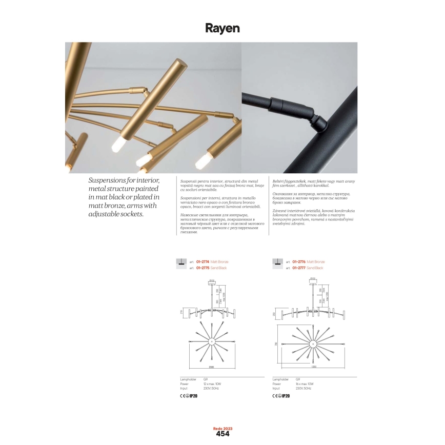 Redo 01-2774 - Lestenec na drogu RAYEN 12xG9/10W/230V bron