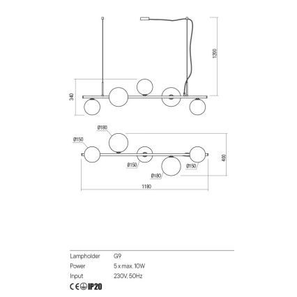 Redo 01-2779 - Lestenec na drogu ROY 5xG9/10W/230V