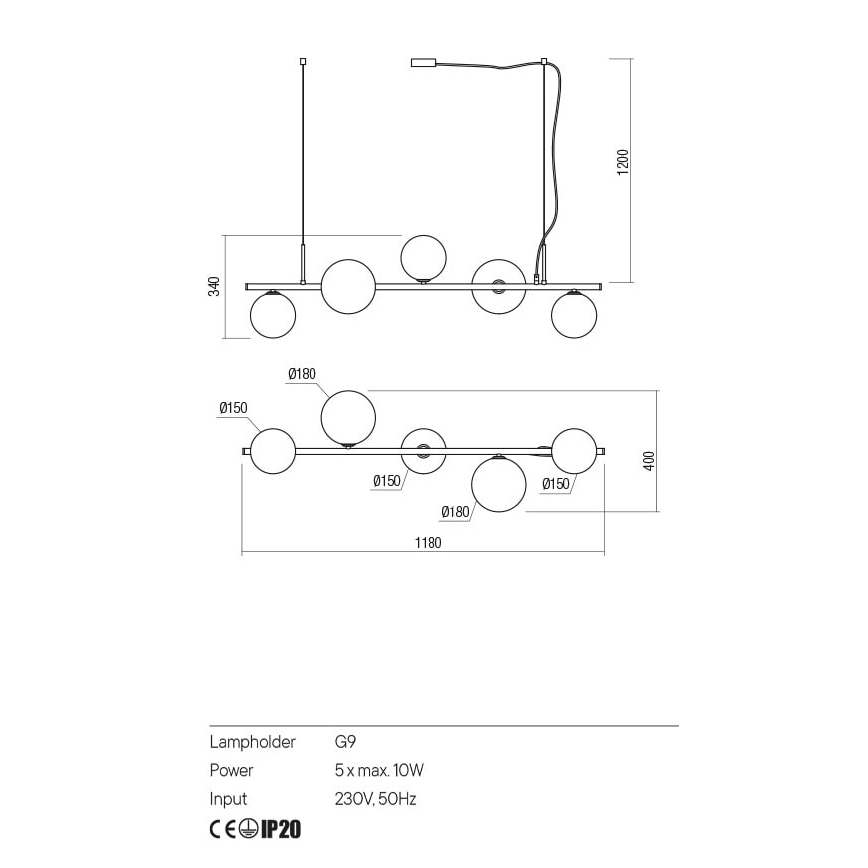 Redo 01-2779 - Lestenec na drogu ROY 5xG9/10W/230V