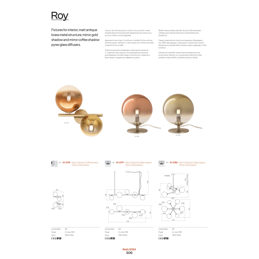 Redo 01-2781 - Lestenec na drogu ROY 10xG9/10W/230V
