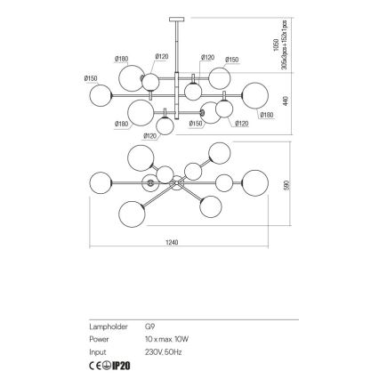 Redo 01-2781 - Lestenec na drogu ROY 10xG9/10W/230V