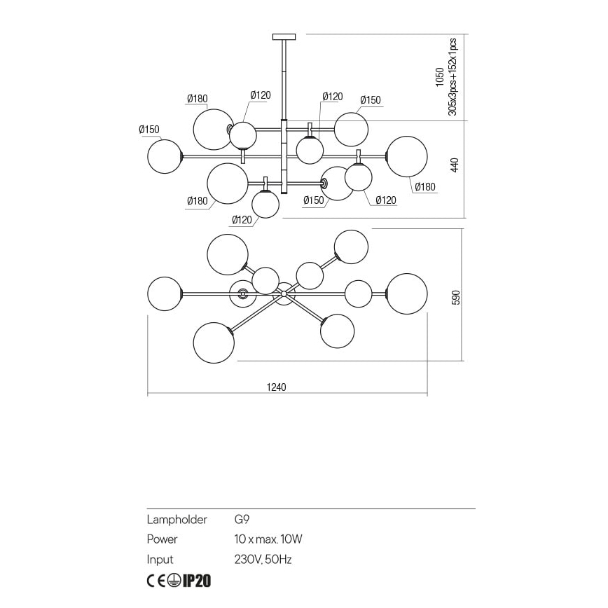 Redo 01-2781 - Lestenec na drogu ROY 10xG9/10W/230V
