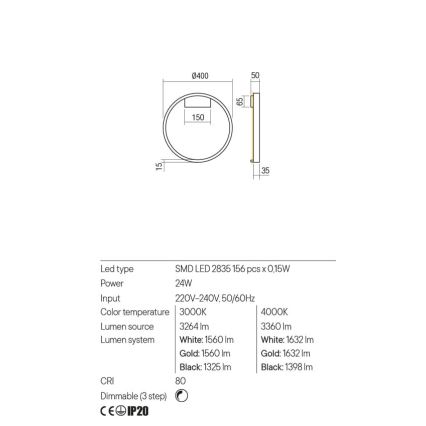 Redo 01-2817 - LED Zatemnitvena stenska svetilka FEBE LED/24W/230V zlata